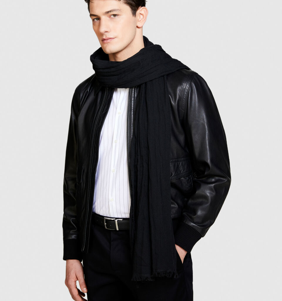 Yarn dyed scarf - null - Black | Sisley image number 3
